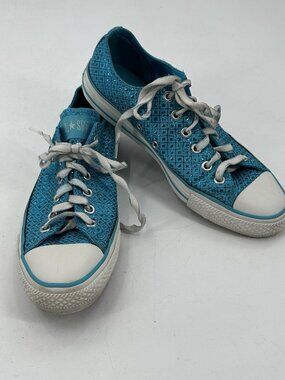 Converse Chuck Taylor All Star Shimmer Blue Sneaker 519227F  Womens 10M Shoe OX